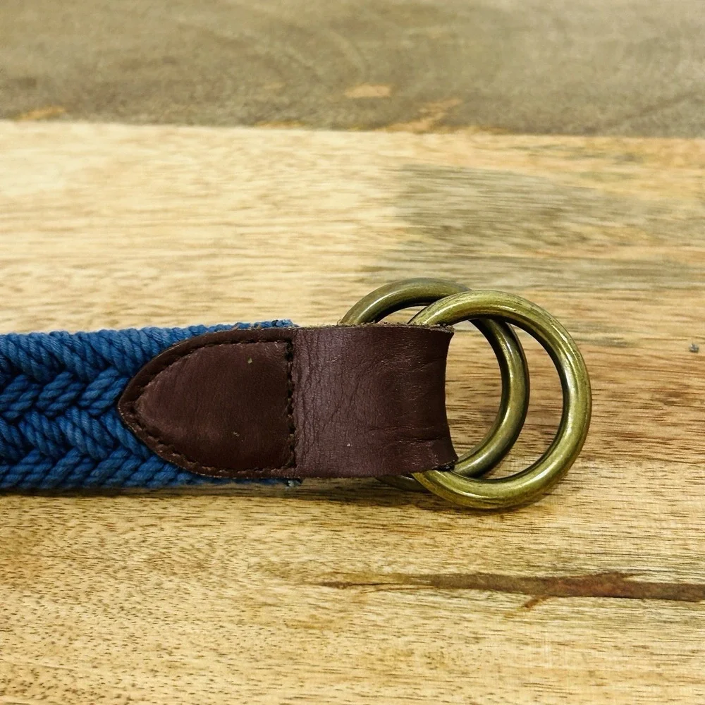 Brooks Brothers blue webbed d ring belt Men's Size Medium Overall Length 46